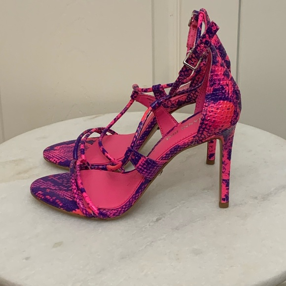 Gianni Bini Pink & Purple Kameela Snake Skin Heels - Picture 8 of 9